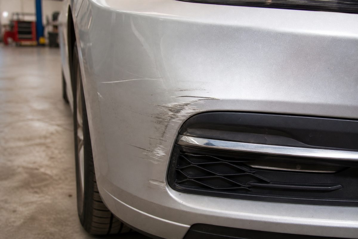 Bumper damage photo from customer intake