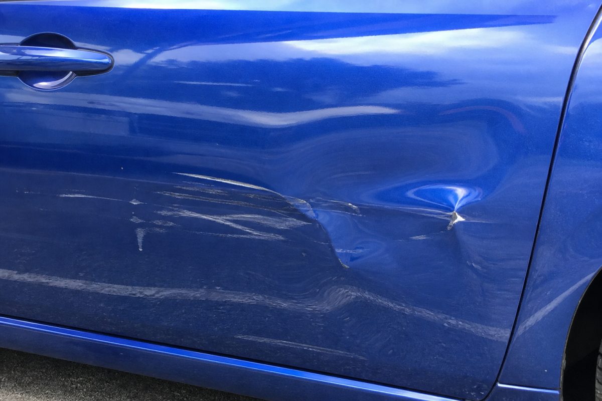 Damage photo submitted from a customer phone for quoting